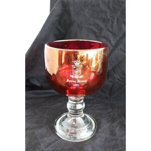 Vtg 1971 Spring Formal Rose Glass Goblet Clear Base Sigma Phi Epsilon SegEp